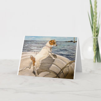 Jack Russell Terrier on boat Card