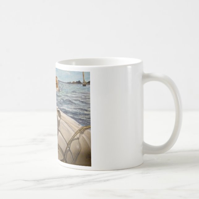 Jack Russell Terrier on boat Coffee Mug (Right)