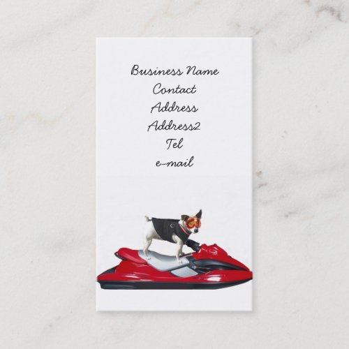 Jack Russell Terrier on jetski business card