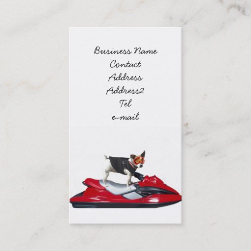 Customizable Jack Russell Terrier on jetski business card