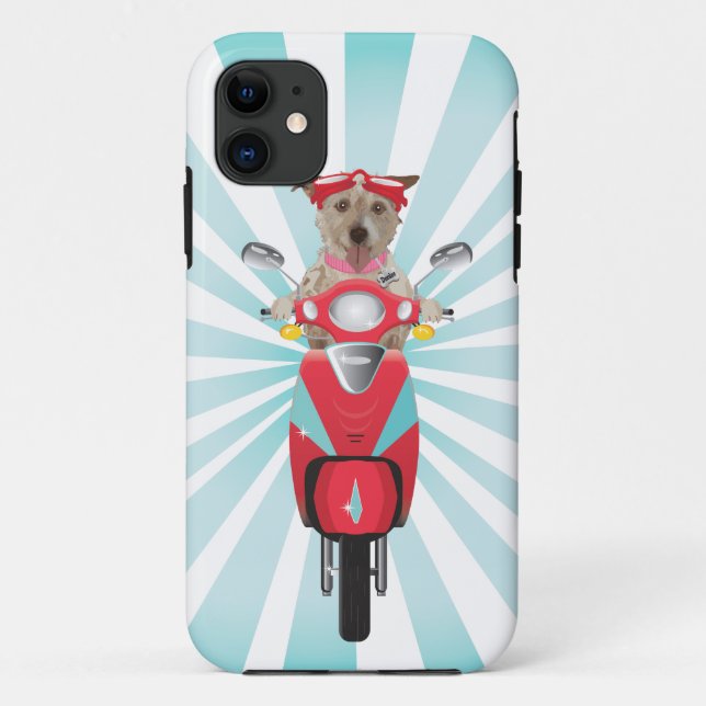 Jack Russell Terrier on Red Moped Case-Mate iPhone Case (Back)