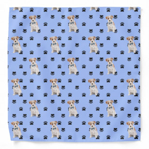 Jack Russell Terrier Paw Prints Pattern Bandana