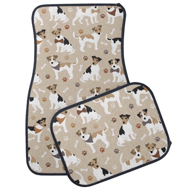 Jack Russell Terrier Paws and Bones Car Floor Mat (Set)