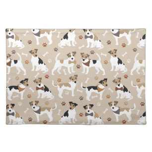 Jack Russell Terrier Paws and Bones Cloth Placemat