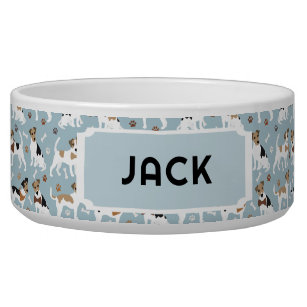 Jack Russell Terrier Paws and Bones Dog Bowl