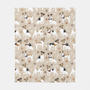 Jack Russell Terrier Paws and Bones Fleece Blanket