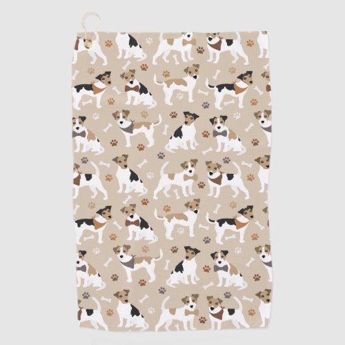Jack Russell Terrier Paws and Bones Golf Towel