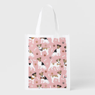 Jack Russell Terrier Paws and Bones Grocery Bag