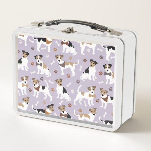 Jack Russell Terrier Paws and Bones Metal Lunch Box