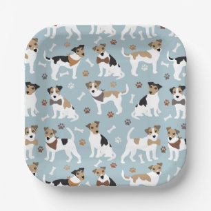 Jack Russell Terrier Paws and Bones Paper Plates