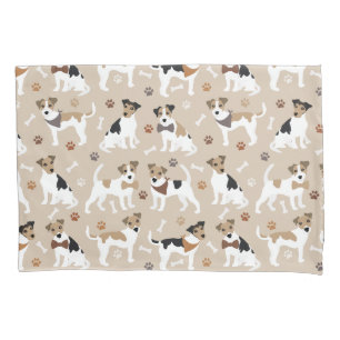 Jack Russell Terrier Paws and Bones Pillow Case