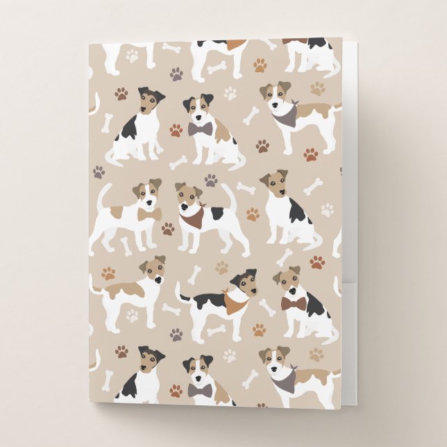Jack Russell Terrier Paws and Bones Pocket Folder (Front)
