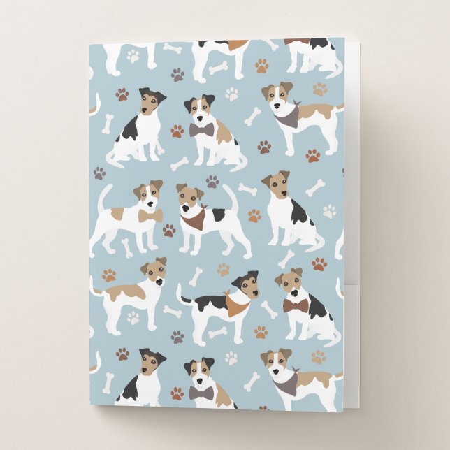 Jack Russell Terrier Paws and Bones Pocket Folder (Front)