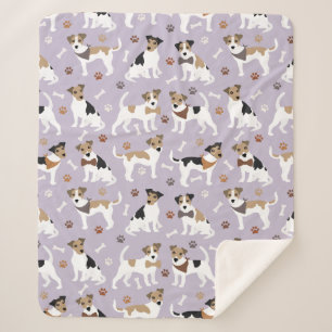 Jack Russell Terrier Paws and Bones Sherpa Blanket