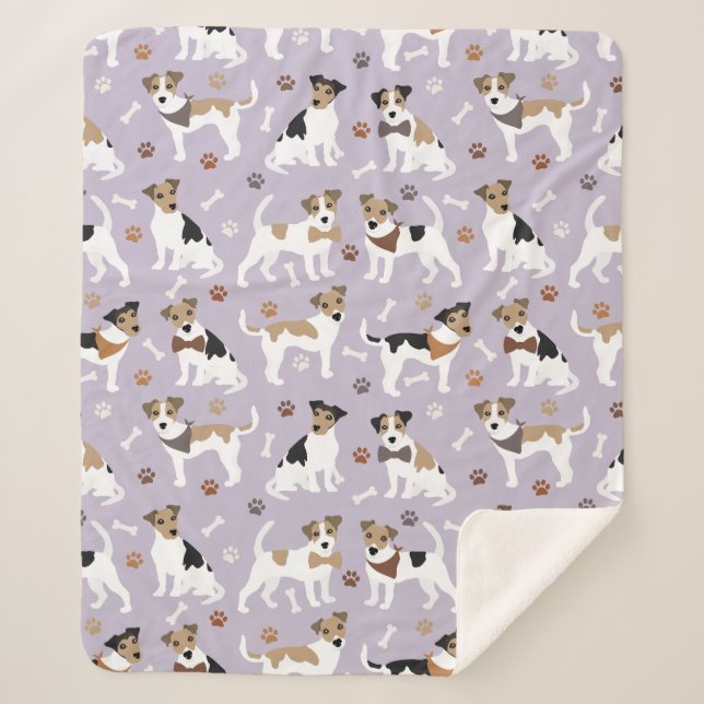 Jack Russell Terrier Paws and Bones Sherpa Blanket (Front)