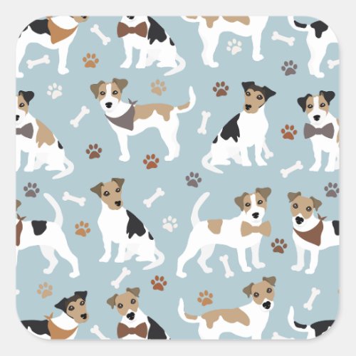 Jack Russell Terrier Paws and Bones Square Sticker