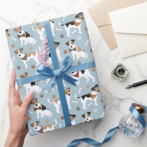 Jack Russell Terrier Paws and Bones Wrapping Paper