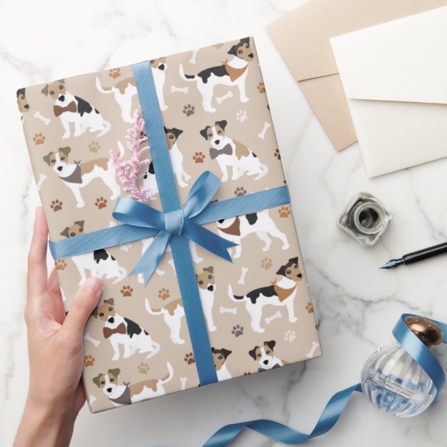 Jack Russell Terrier Paws and Bones Wrapping Paper (Gifting)