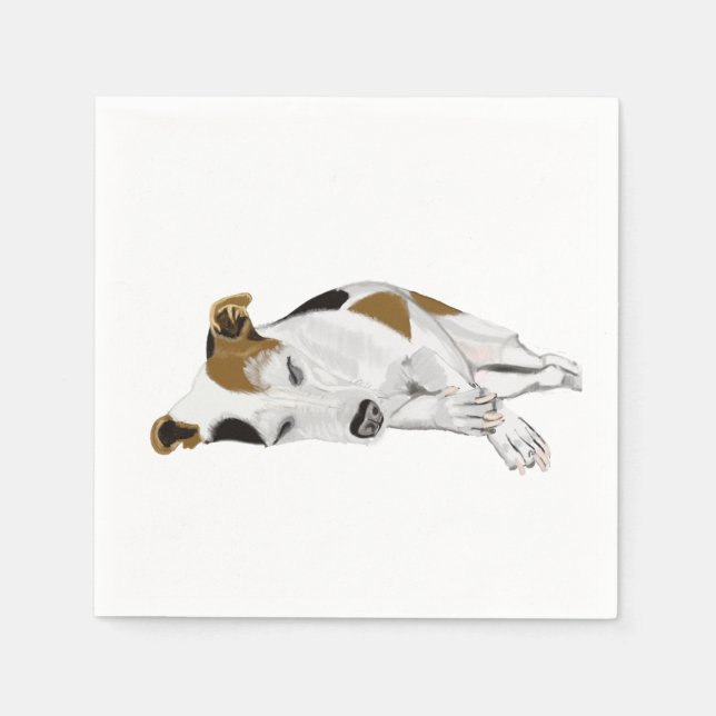 Jack Russell Terrier Peacefully Sleeping Paper Napkins (Front)