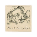 Jack Russell terrier pencil sketch with quote Wood Wall Art
