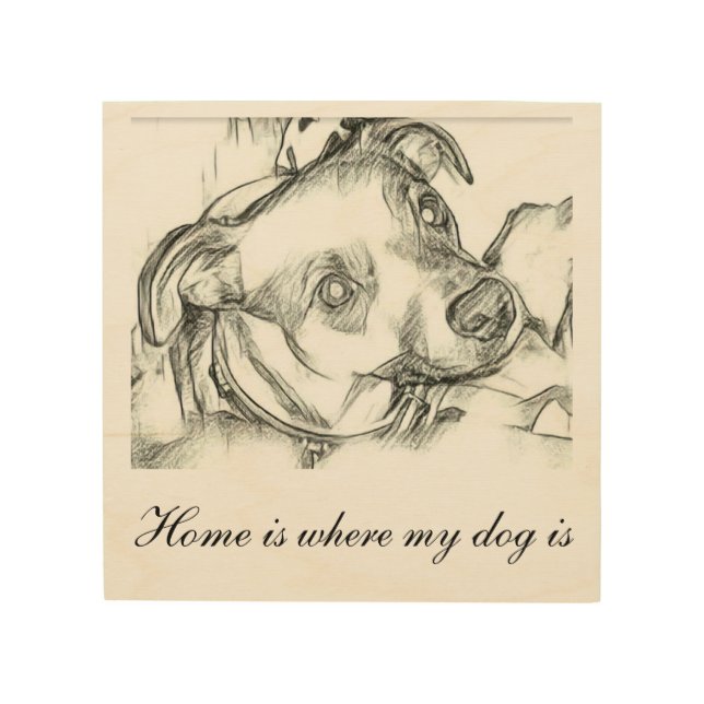 Jack Russell terrier pencil sketch with quote Wood Wall Art (Front)