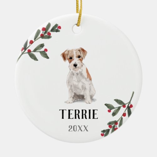 Jack Russell Terrier Personalized Christmas Dog Ceramic Ornament