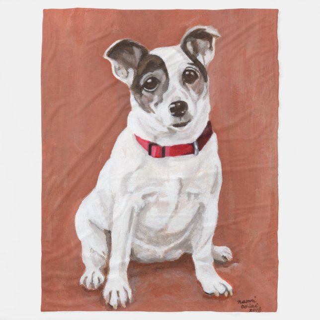 Jack Russell Terrier Portrait Blanket (Front)