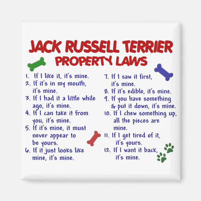 JACK RUSSELL TERRIER Property Laws 2 Zazzle