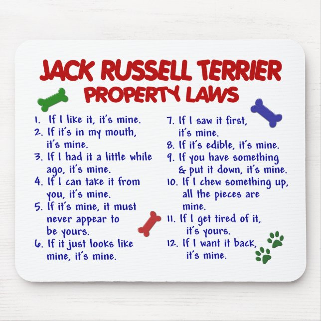 JACK RUSSELL TERRIER Property Laws 2 Mouse Pad (Front)