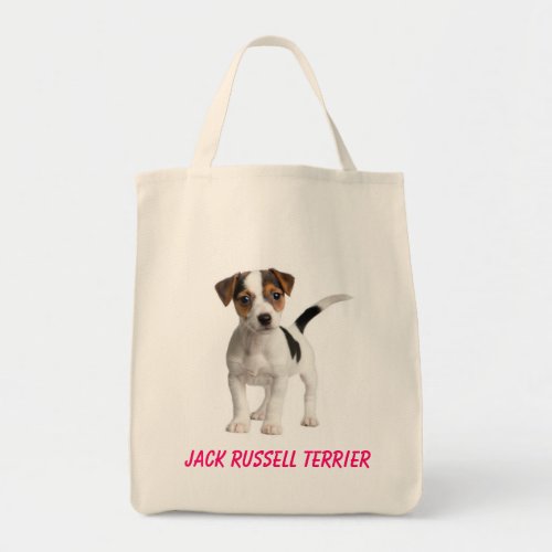 Jack Russell Terrier Puppy Dog Grocery Tote Bag
