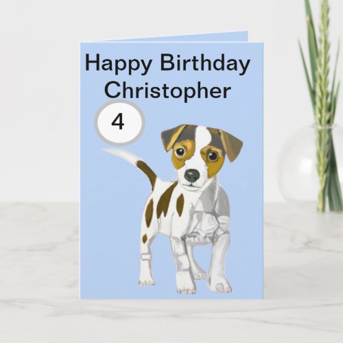 Jack Russell Terrier Puppy Editable Boys age  Card