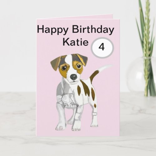 Jack Russell Terrier Puppy Editable Girls Age Holiday Card