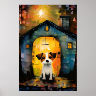 Jack Russell Terrier Puppy in His Cozy House Poster