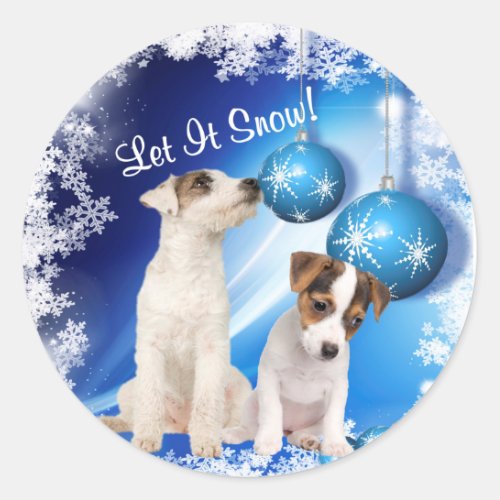 Jack Russell Terrier Puppy Let It Snow Stickers
