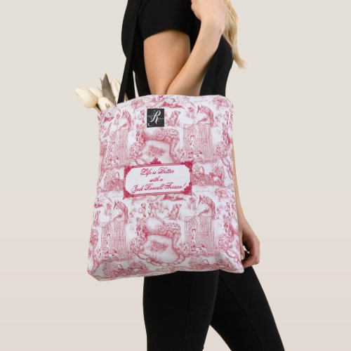 JACK RUSSELL Terrier Red Toile wCustomization Tote Bag