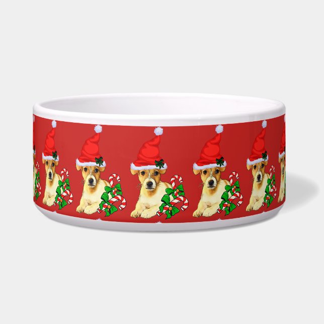 Jack Russell Terrier Santa Christmas  Bowl (Front)