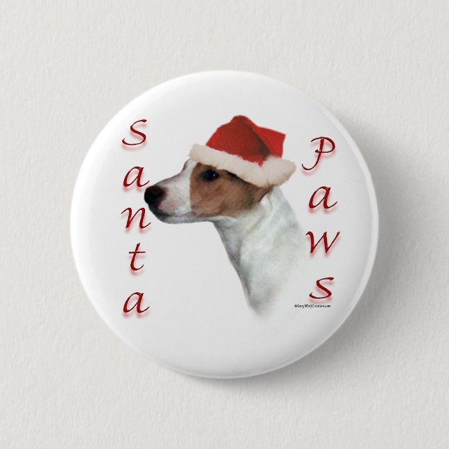Jack Russell Terrier Santa Paws Pinback Button (Front)