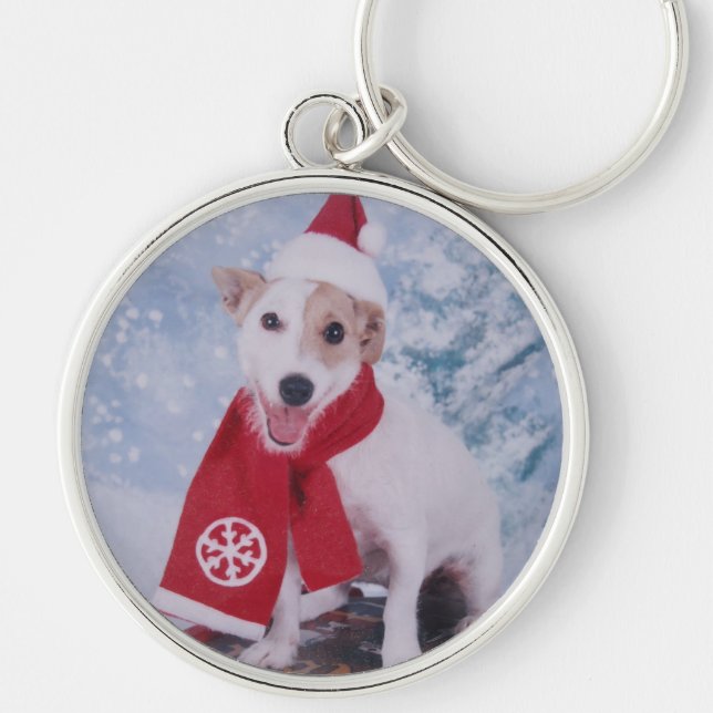 Jack Russell Terrier - santa's helper Keychain (Front)