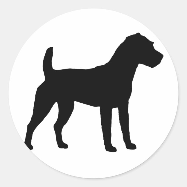 Jack Russell Terrier Silhouette Classic Round Sticker (Front)