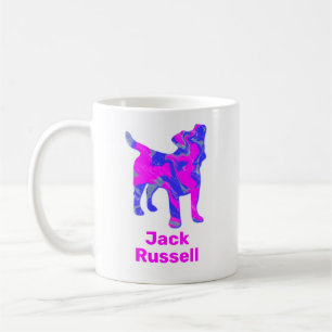 Jack Russell Terrier Silhouette Pink & Blue Coffee Mug