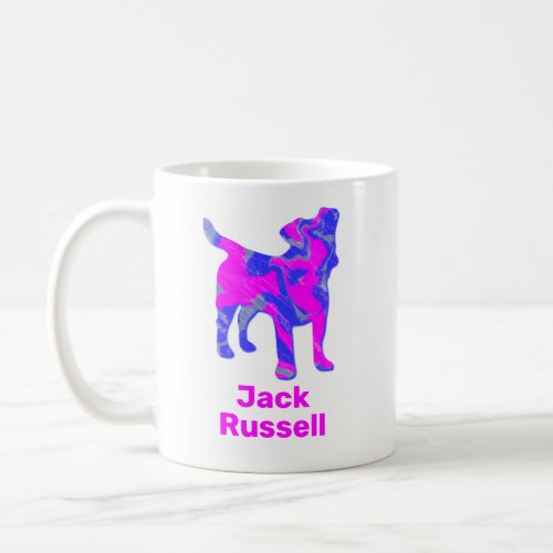 Jack Russell Terrier Silhouette Pink  Blue Coffee Mug