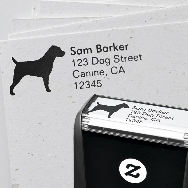 Jack Russell Terrier Silhouette Return Address Self-inking Stamp (Creator Uploaded)