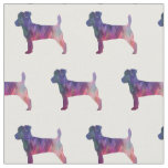 Jack Russell Terrier Silhouette Tiled - Pink Fabric