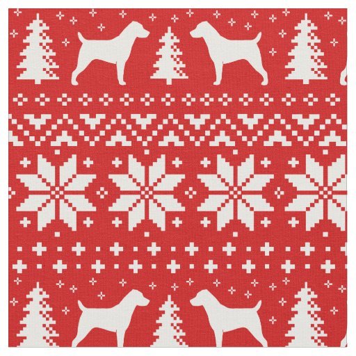 Jack Russell Terrier Silhouettes Christmas Holiday Fabric