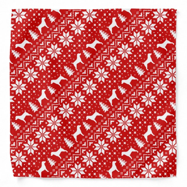 Jack Russell Terrier Silhouettes Christmas Pattern Bandana (Front)