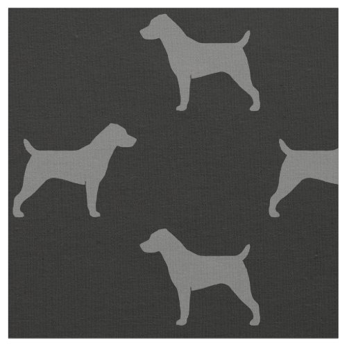 Jack Russell Terrier Silhouettes Grey and Black Fabric