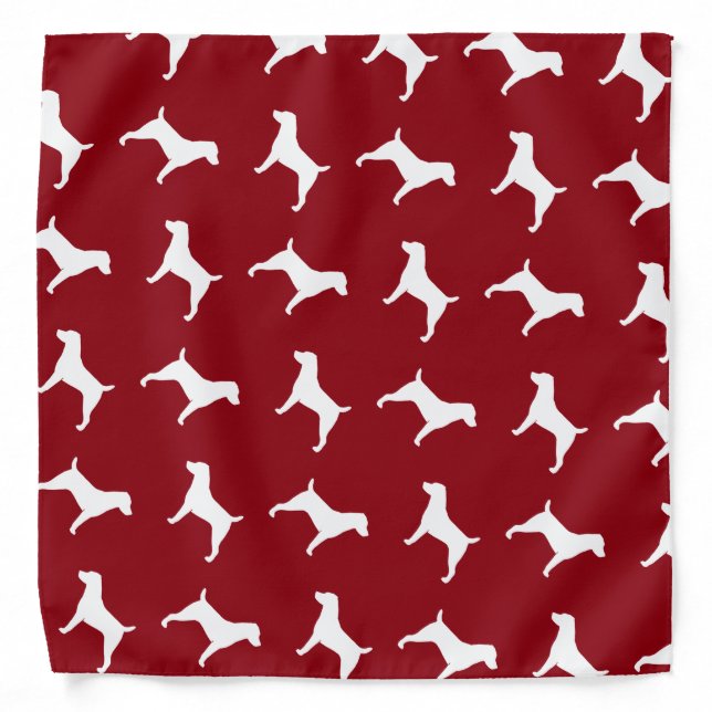 Jack Russell Terrier Silhouettes Pattern Red Bandana (Front)