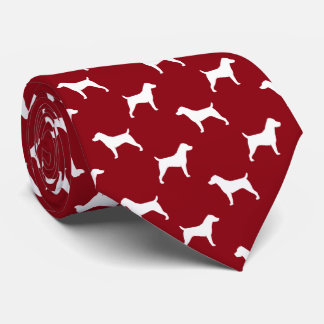 Jack Russell Terrier Silhouettes Pattern Red Tie