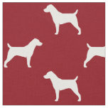 Jack Russell Terrier Silhouettes Red and White Fabric