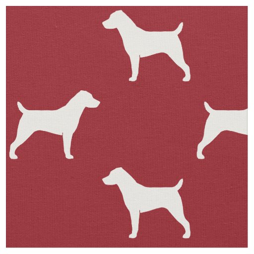 Jack Russell Terrier Silhouettes Red and White Fabric